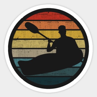 Canoeing Silhouette On A Distressed Retro Sunset graphic Sticker